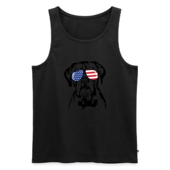 Boxer US Amérique Drapeau Chiens Chien Wilsigns - Débardeur bio Premium Homme - noir - Devant - AI Model Male 178 light (178cm)