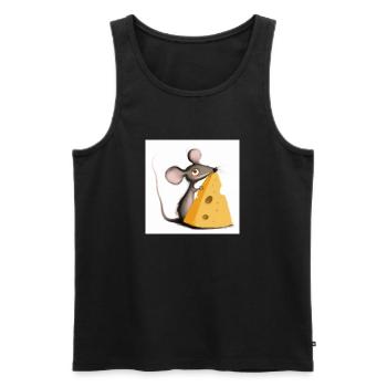 Sweet mouse with cheese - Men's Premium Organic Tank Top - black - Front - AI Model Male 178 light (178cm)