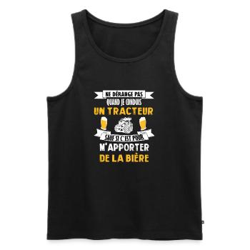Je conduis un tracteur t-shirt agriculteur bière - Débardeur bio Premium Homme - noir - Devant - Michal (187cm)