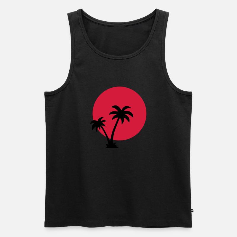 Palme mit Sonne - Männer Premium Bio Tank Top - Schwarz