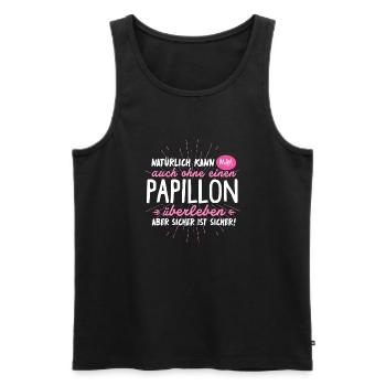 Papillon Hund Hunde Geschenk Überleben - Männer Premium Bio Tank Top - Schwarz - Vorne - AI Model Male 178 light (178cm)