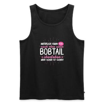 Niemals ohne BOBTAIL - Männer Premium Bio Tank Top - Schwarz - Vorne - AI Model Male 178 light (178cm)
