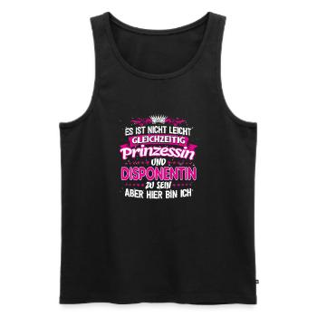 DISPONENTIN - gleichzeitig Prinzessin - Männer Premium Bio Tank Top - Schwarz - Vorne - Michal (187cm)