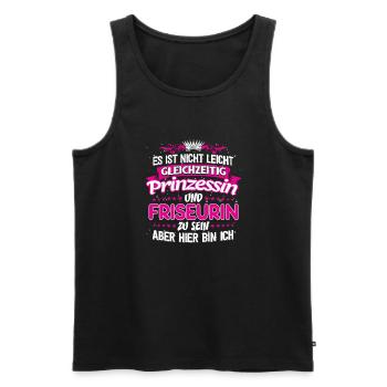 FRISEURIN - gleichzeitig Prinzessin - Männer Premium Bio Tank Top - Schwarz - Vorne - Michal (187cm)