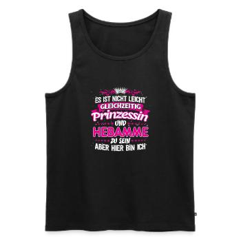 HEBAMME - gleichzeitig Prinzessin - Männer Premium Bio Tank Top - Schwarz - Vorne - Michal (187cm)