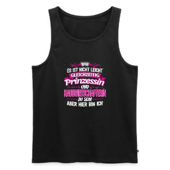 HAUSWIRTSCHAFTERIN - gleichzeitig Prinzessin - Männer Premium Bio Tank Top - Schwarz - Vorne - Michal (187cm)