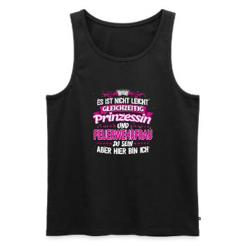 FEUERWEHRFRAU - gleichzeitig Prinzessin - Männer Premium Bio Tank Top - Schwarz - Vorne - Michal (187cm)