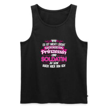 SOLDATIN - gleichzeitig Prinzessin - Männer Premium Bio Tank Top - Schwarz - Vorne - Michal (187cm)
