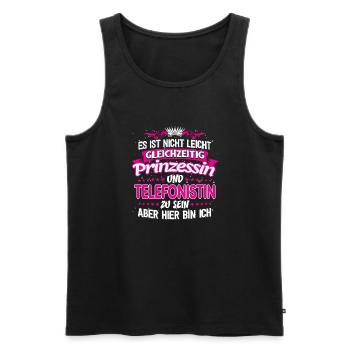 TELEFONISTIN - gleichzeitig Prinzessin - Männer Premium Bio Tank Top - Schwarz - Vorne - Michal (187cm)