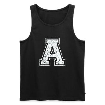 2(A) in white in the used look - Men's Premium Organic Tank Top - black - Front - Michal (187cm)