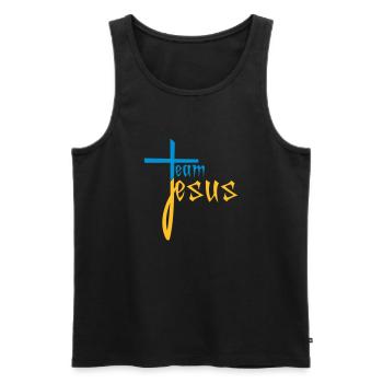 freunde team crew jesus kreuz christus christ kath - Männer Premium Bio Tank Top - Schwarz - Vorne - AI Model Male 178 light (178cm)