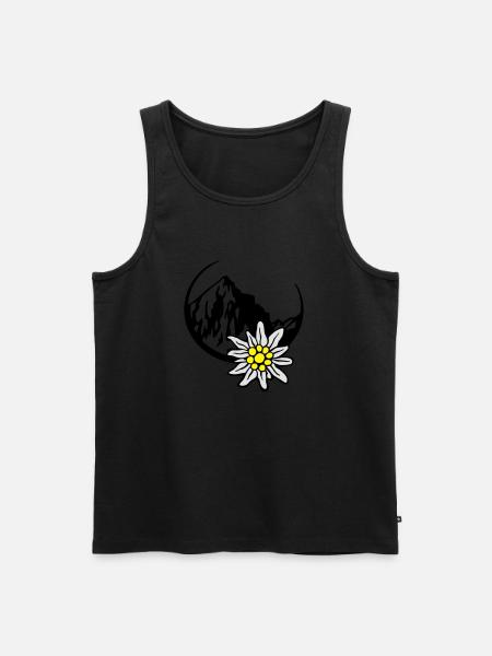 bergpanorama_mit_edelweiss_3c - Männer Premium Bio Tank Top - Schwarz