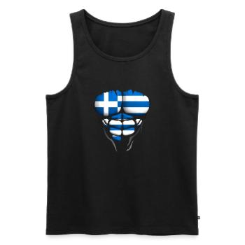 Greece flag torso body muscled abdos - Men's Premium Organic Tank Top - black - Front - AI Model Male 178 light (178cm)