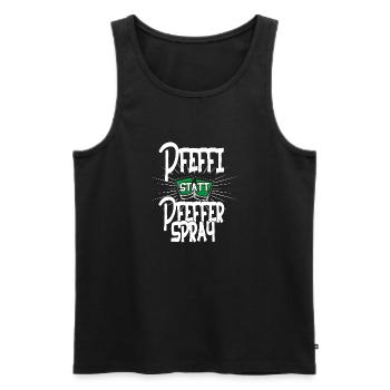 Pfeffi statt Pfefferspray Demoshirt - Männer Premium Bio Tank Top - Schwarz - Vorne - AI Model Male 178 light (178cm)