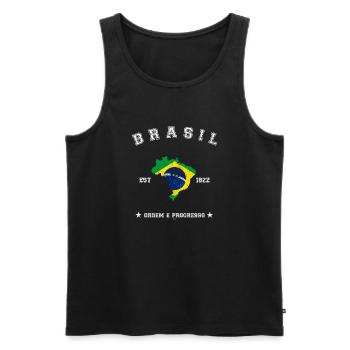 Brasil vintage flag-map - Men's Premium Organic Tank Top - black - Front - AI Model Male 178 light (178cm)