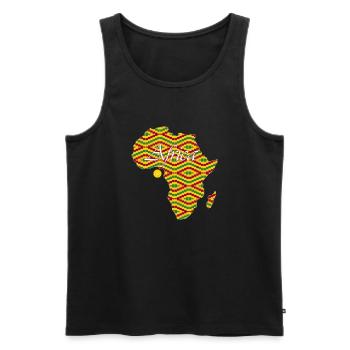 Woezoo - Carte Afrique tissu imprimé - Débardeur bio Premium Homme - noir - Devant - AI Model Male 178 light (178cm)
