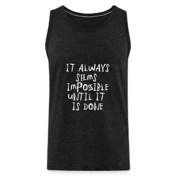 citation citation motivation inspiration impossible - Débardeur bio Premium Homme - charbon - Devant - Alexander (188cm)