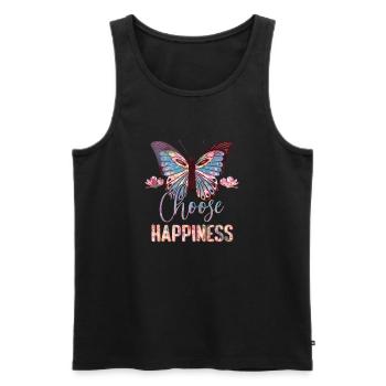 Schmetterling Blume blumig Sprüche Spruch Blumen - Männer Premium Bio Tank Top - Schwarz - Vorne - Michal (187cm)