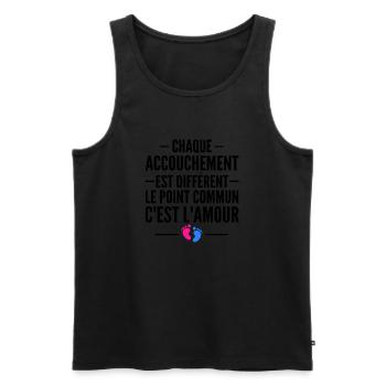 enceinte / humour accouchement / future maman - Débardeur bio Premium Homme - noir - Devant - Michal (187cm)