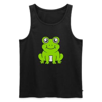 Bande dessinée douce grenouille assise - Débardeur bio Premium Homme - noir - Devant - Michal (187cm)
