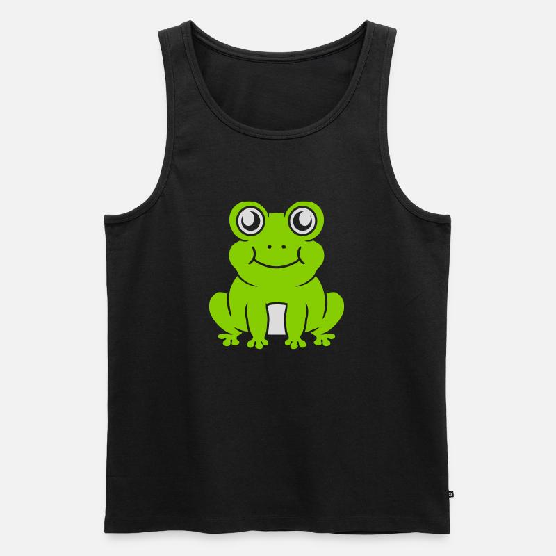 Comic süßer Frosch sitzend - Männer Premium Bio Tank Top - Schwarz