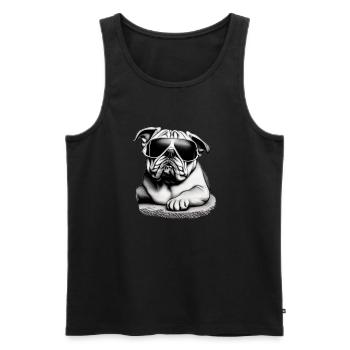 Chiens bouledogues avec lunettes de soleil motif cool - Débardeur bio Premium Homme - noir - Devant - Michal (187cm)