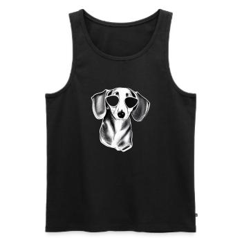 Chien teckel avec lunettes de soleil motif cool 7 - Débardeur bio Premium Homme - noir - Devant - Michal (187cm)