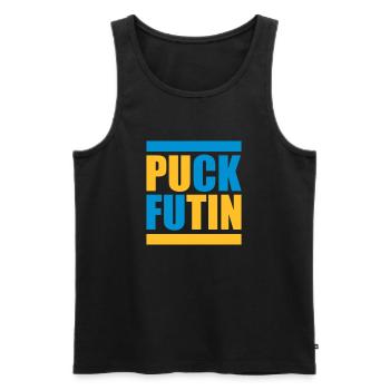 Conception du logo Puck Futin - Débardeur bio Premium Homme - noir - Devant - AI Model Male 178 light (178cm)