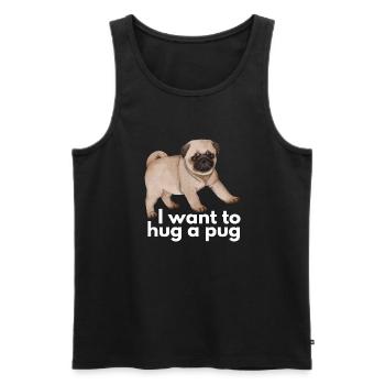 Je veux embrasser un carlin - chien mignon et drôle - Débardeur bio Premium Homme - noir - Devant - Michal (187cm)