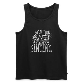 may spontaneously start singing - Men's Premium Organic Tank Top - black - Front - AI Model Male 178 light (178cm)