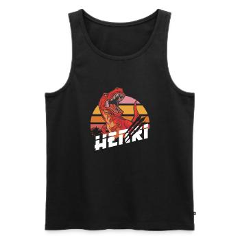HENRI - Beau prénom de garçon avec T-REX Dino - Débardeur bio Premium Homme - noir - Devant - AI Model Male 178 light (178cm)