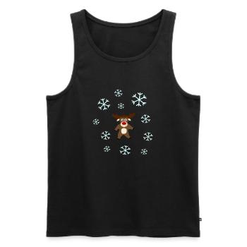 Rentier im Schnee Elche Schneeflocke Weihnachten - Männer Premium Bio Tank Top - Schwarz - Vorne - AI Model Male 178 light (178cm)