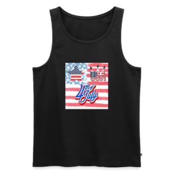 USA, étoiles et ceintures - Débardeur bio Premium Homme - noir - Devant - Michal (187cm)