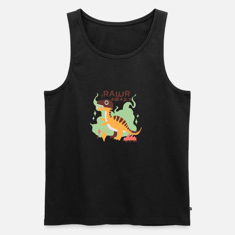 Dinosaurier Retro Asia - Männer Premium Bio Tank Top - Schwarz
