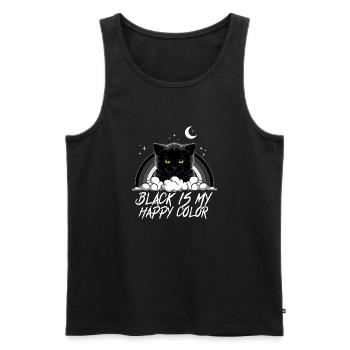 Le noir est ma couleur heureuse Chat - Débardeur bio Premium Homme - noir - Devant - AI Model Male 178 light (178cm)