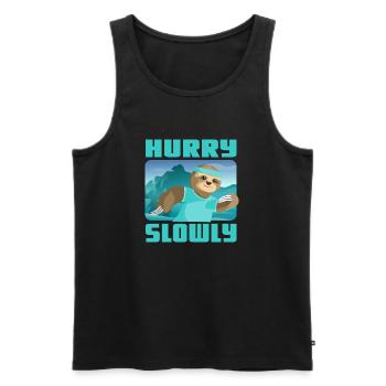 Hurry Slowly Faultier Wandern Türkis Natur Outdoor - Männer Premium Bio Tank Top - Schwarz - Vorne - AI Model Male 178 light (178cm)