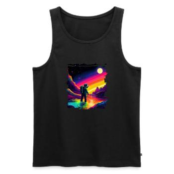 Outer Space Art Watercolor Dripping Spaceman - Men's Premium Organic Tank Top - black - Front - AI Model Male 178 light (178cm)