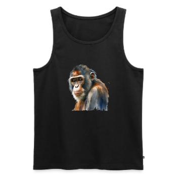 monkey - Männer Premium Bio Tank Top - Schwarz - Vorne - AI Model Male 178 light (178cm)