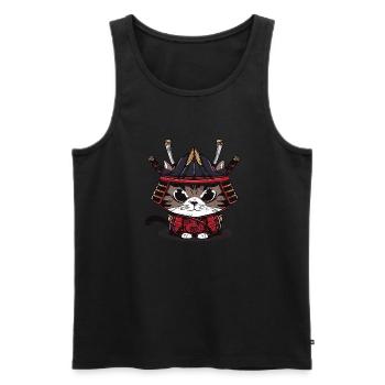 Mignon chat samouraï vêtements traditionnels - Débardeur bio Premium Homme - noir - Devant - Michal (187cm)