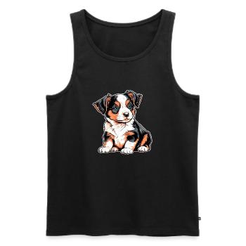 Chiot mignon - Débardeur bio Premium Homme - noir - Devant - AI Model Male 178 light (178cm)