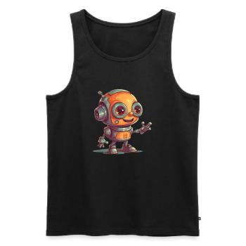 Niedlicher winkender Roboter Technologie Freund - Männer Premium Bio Tank Top - Schwarz - Vorne - Michal (187cm)