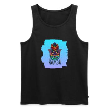 Yoga Namaste Fluchschutz Hindu Buddhismus - Männer Premium Bio Tank Top - Schwarz - Vorne - AI Model Male 178 light (178cm)