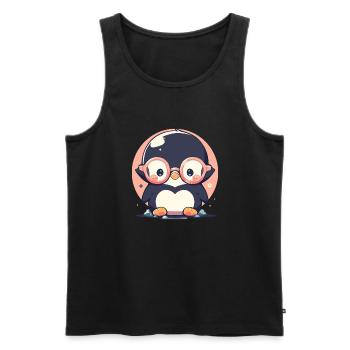 Penguin with sunglasses, Antarctic bird - Men's Premium Organic Tank Top - black - Front - AI Model Male 178 light (178cm)