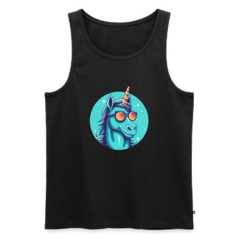 Unicorn with sunglasses, mythical horse - Men's Premium Organic Tank Top - black - Front - AI Model Male 178 light (178cm)