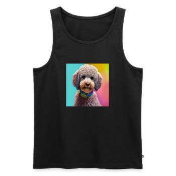Pastell Doggy Kollektion - Labradoodle - Männer Premium Bio Tank Top - Schwarz - Vorne - Michal (187cm)