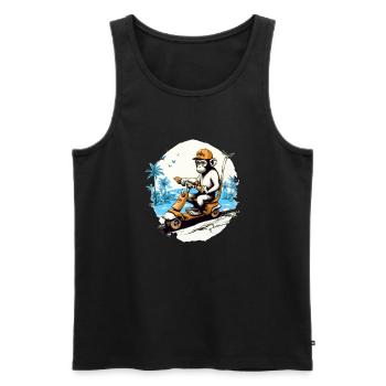 Zeze den Affen auf dem Roller - Männer Premium Bio Tank Top - Schwarz - Vorne - Michal (187cm)