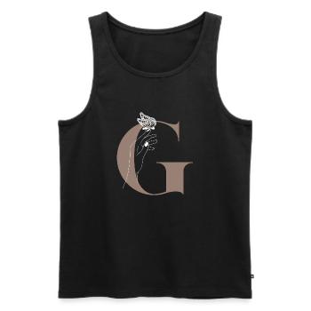 letter G Magic butterfly - Men's Premium Organic Tank Top - black - Front - AI Model Male 178 light (178cm)