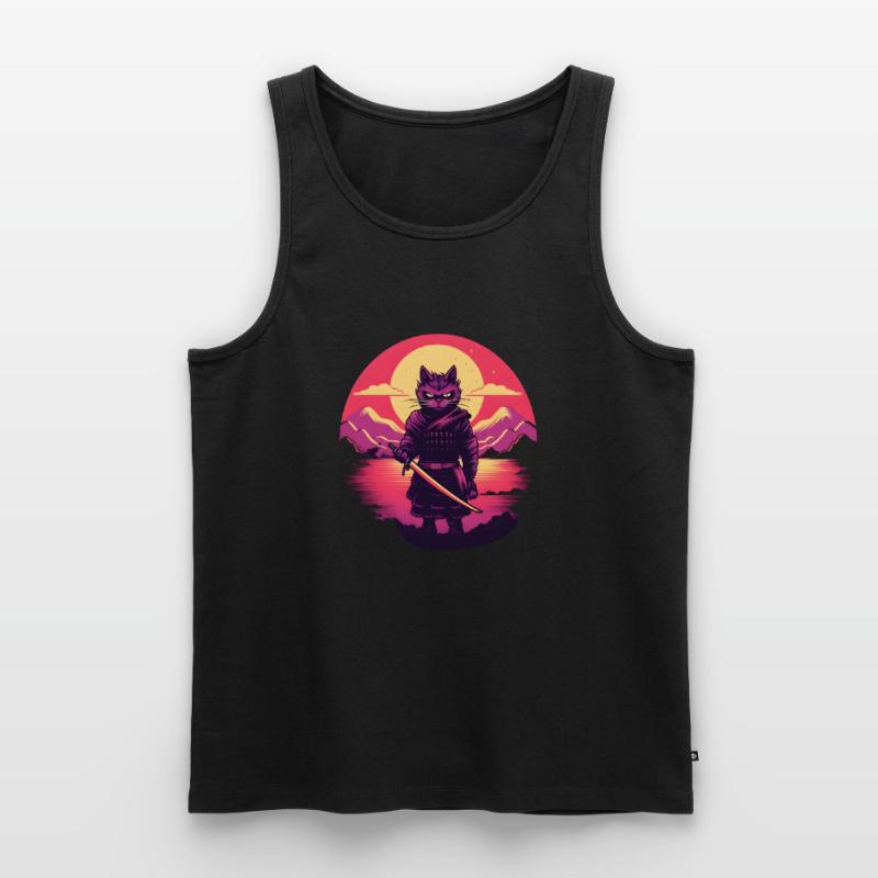 Synthwave samurai Cat Männer Premium Bio Tank Top