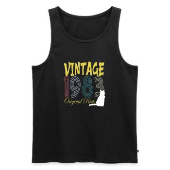 Vintage 1993 Cat sunset - Men's Premium Organic Tank Top - black - Front - AI Model Male 178 light (178cm)