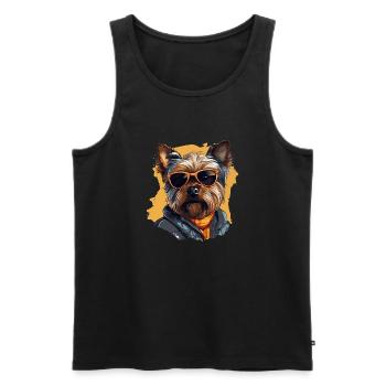 Urban Tinker: Streetwise Yorkshire Terrier Vibes - Men's Premium Organic Tank Top - black - Front - AI Model Male 178 light (178cm)